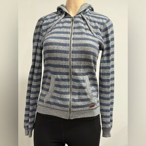 Roxy Gray and Blue Zippered Long Sleeve Hoodie